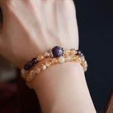 OZ Himalaya Series YE1005 Double Wrap Citrine & Amethyst Chakra Bracelet